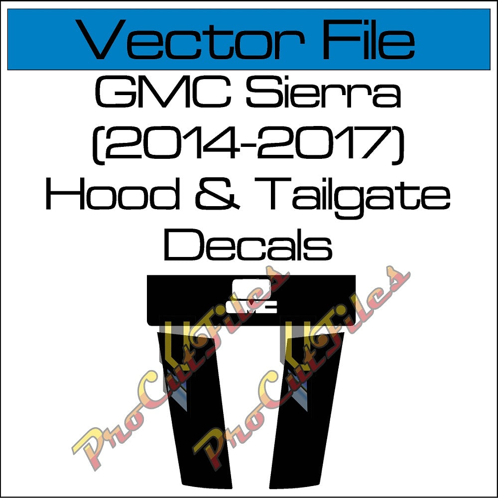 AI EPS Vector File For 2014-2017 GMC Sierra Hood & Tailgate Blackout Decals