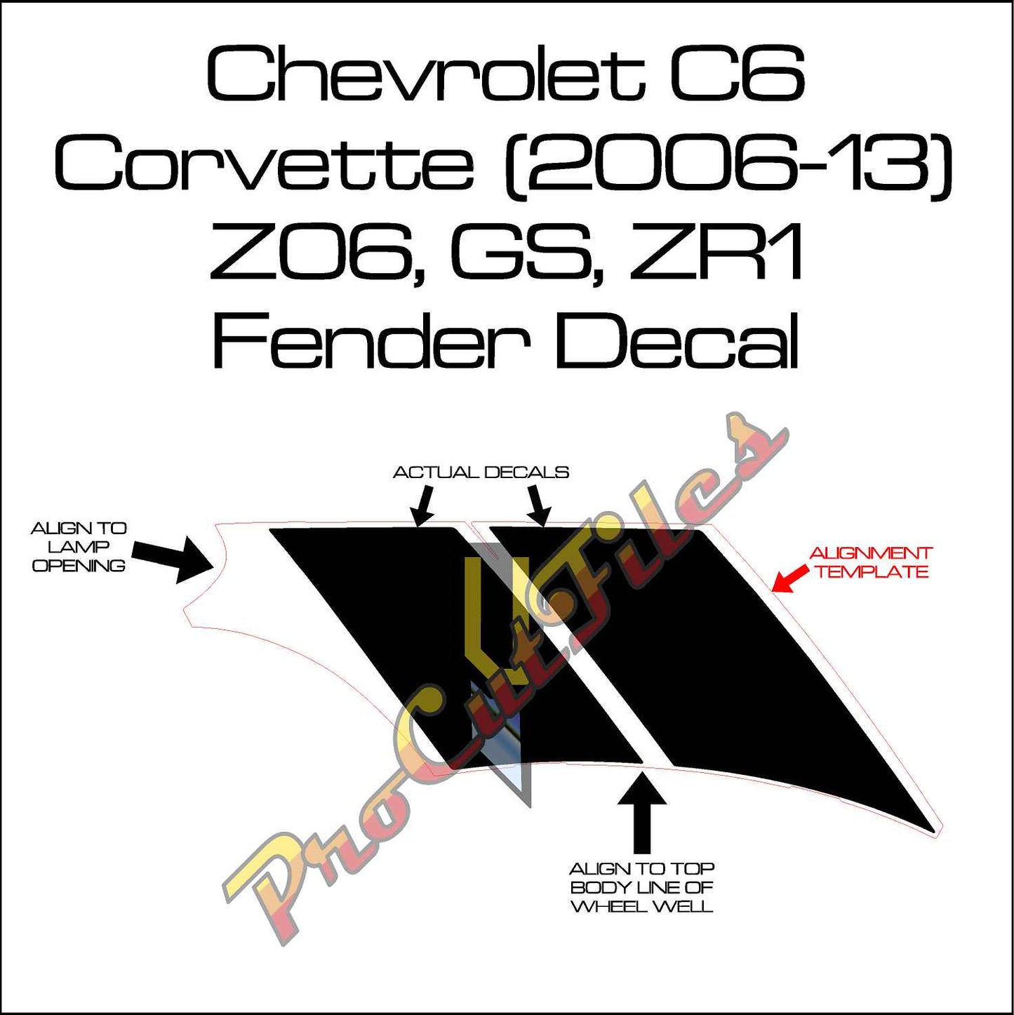 AI EPS Vector File For 2006-2013 Chevrolet C6 Corvette Front Fender Hash Mark Decals